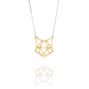SEB Cat Face Gold Silver Domestic Animal Necklace Icelandic Fashion Jewellery Design Geometric Origami Style Jewelry
