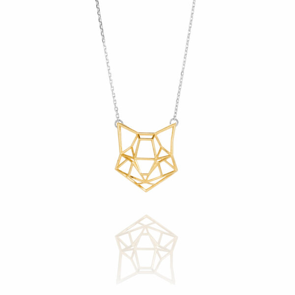 SEB Cat Face Gold Silver Domestic Animal Necklace Icelandic Fashion Jewellery Design Geometric Origami Style Jewelry