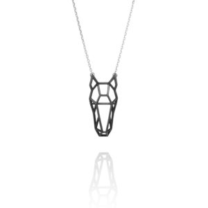 SEB Horse Head Face Black Silver Animal Necklace Icelandic Fashion Jewellery Design Geometric Scandinavian Style Jewelry