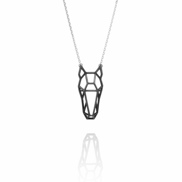 SEB Horse Head Face Black Silver Animal Necklace Icelandic Fashion Jewellery Design Geometric Scandinavian Style Jewelry