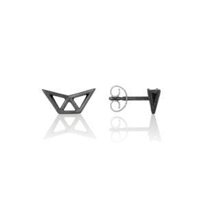 SEB Fly Black Silver Stud Earrings Icelandic Fashion Jewellery Design Geometric Scandinavian Style Jewelry Stylish