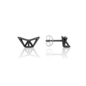 SEB Fly Black Silver Stud Earrings Icelandic Fashion Jewellery Design Geometric Scandinavian Style Jewelry Stylish