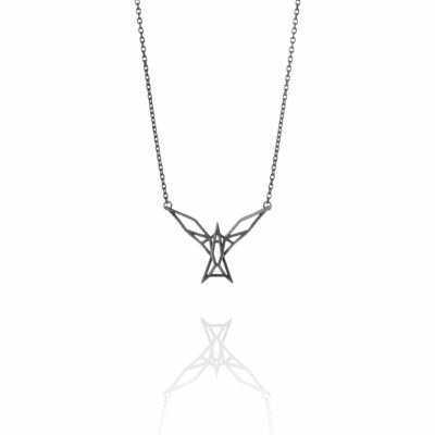 SEB Arctic Tern Wings Bird Black Silver Necklace Icelandic Fashion Jewellery Design Geometric Scandinavian