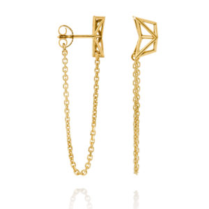 SEB Birds Gold Silver Stud Chain Earrings Icelandic Fashion Jewellery Design Geometric Scandinavian Style Jewelry