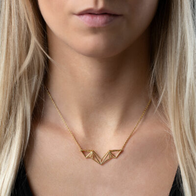 SEB Wings Gold Silver Necklace Icelandic Fashion Jewellery Design Geometric Scandinavian Style Elegant