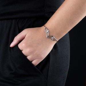 SEB Wings Silver Cuff Bracelet Icelandic Fashion Jewellery Design Geometric Nordic Style Jewelry