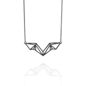 SEB Wings Black Silver Necklace Icelandic Fashion Jewellery Design Geometric Scandinavian Style Elegant