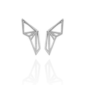 SEB Wings Silver Stud Earrings Icelandic Fashion Jewellery Design Geometric Scandinavian Style Elegant