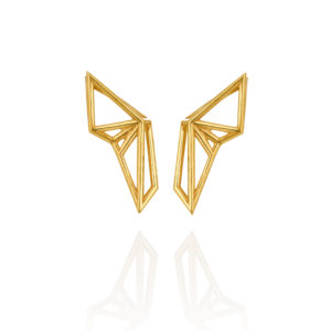 SEB Wings Gold Silver Stud Earrings Icelandic Fashion Jewellery Design Geometric Scandinavian Style Elegant