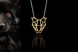 SEB Dog Head Face Gold Silver Necklace Icelandic Fashion Jewellery Design Geometric Domestic Animal Scandinavian Jewelry